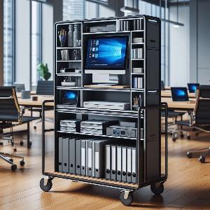 A utility cart for a large corporate office with a sleek design and multiple shelves-6